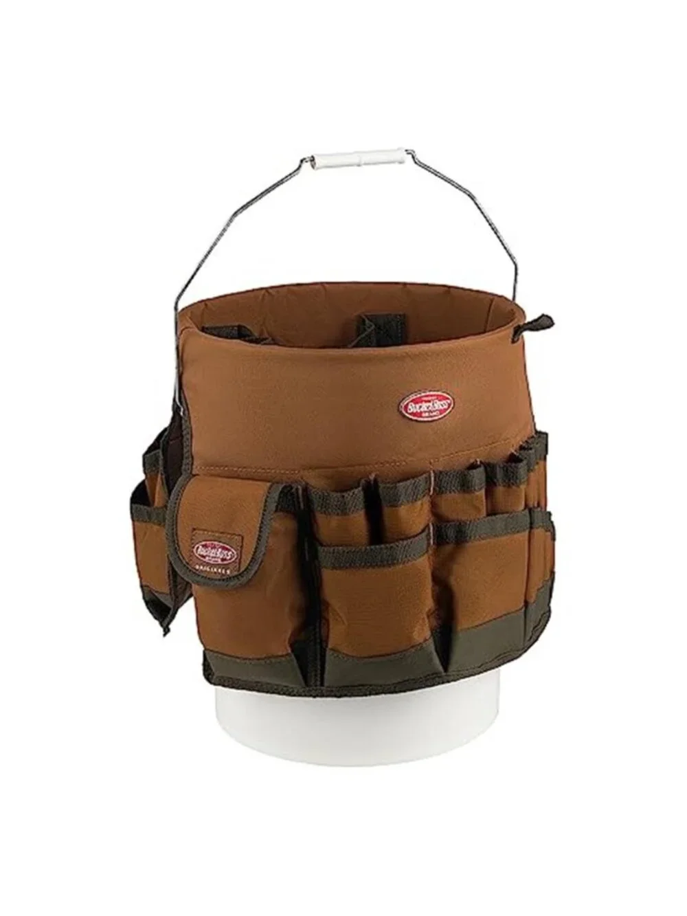 Bucket Tool Organizer 5 Gallon Bucket Caddy Canvas Tool Storage Holder Brown
